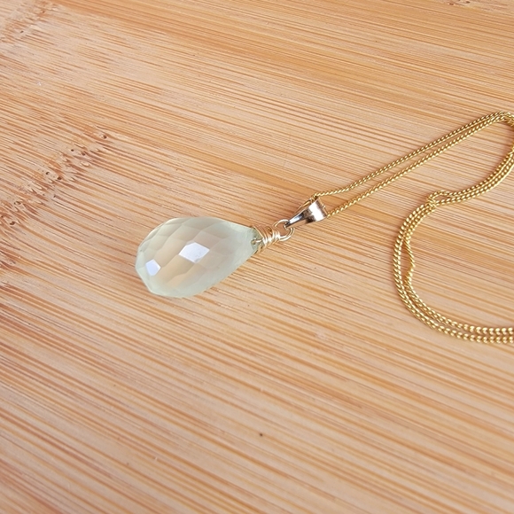 Prehnite Necklace Minimalist Crystal Gemstone - Picture 4 of 5